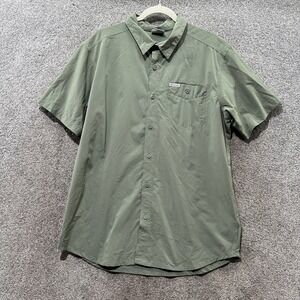 Columbia Button Up Short Sleeve Casual Outdoor Shirt Men Large Green Lightweight